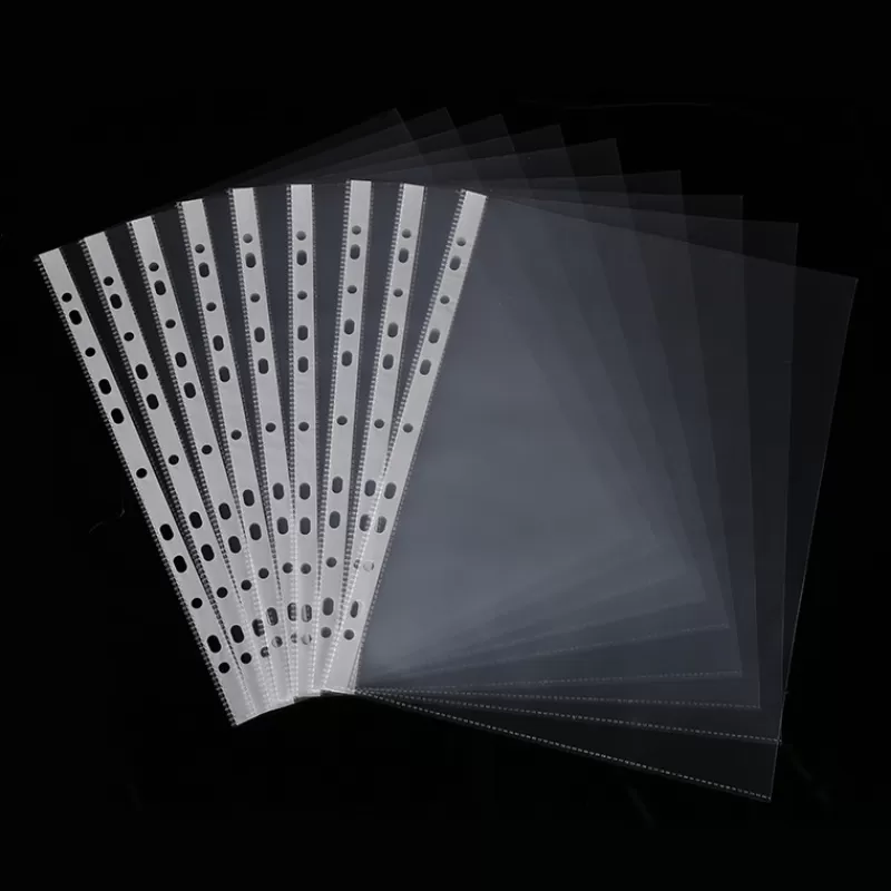 Store SOC 100pcs Plastic Punched File Folders A4 Documents Sleeves Untral Thin Leaf Documents Sheet Protectors Filing Planner Organizer as-picture-show