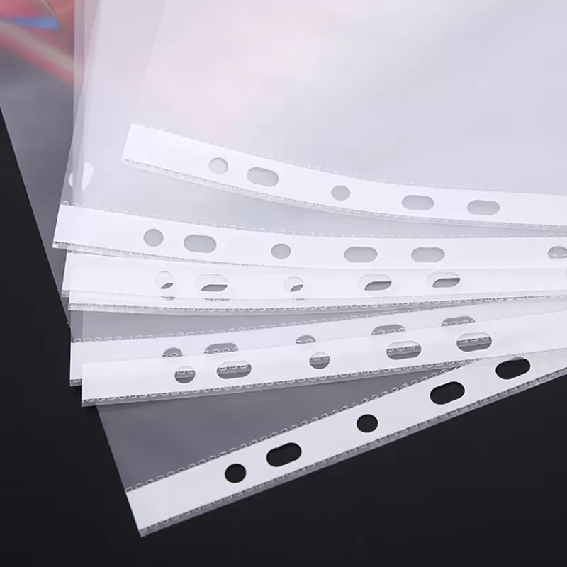 Store SOC 100pcs Plastic Punched File Folders A4 Documents Sleeves Untral Thin Leaf Documents Sheet Protectors Filing Planner Organizer as-picture-show