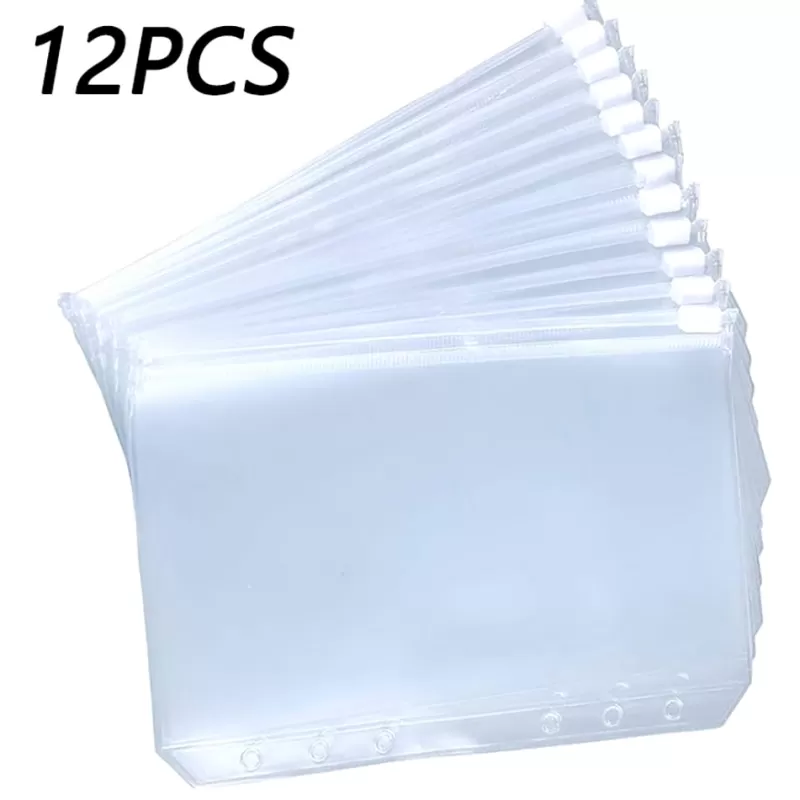 Outlet SOC 12PCS Convenient Clear PVC A5 A6 A7 Binder Pockets Clear Zipper Folders For 6-Ring Notebook Binder Files Reports Binder