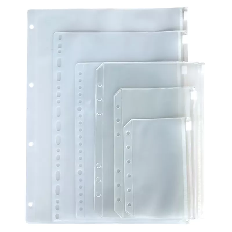 Outlet SOC 12PCS Convenient Clear PVC A5 A6 A7 Binder Pockets Clear Zipper Folders For 6-Ring Notebook Binder Files Reports Binder