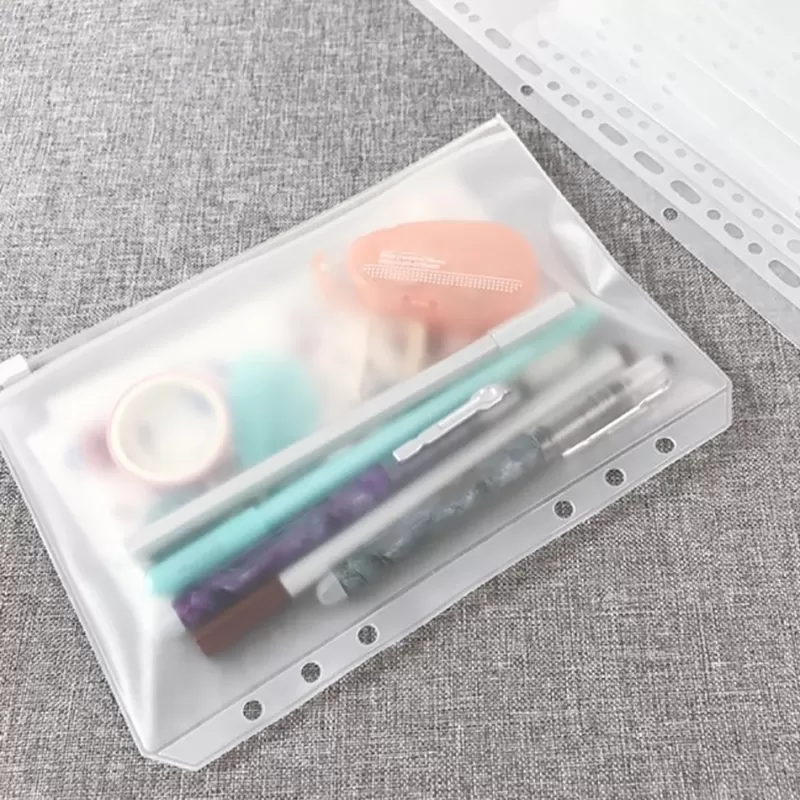 Outlet SOC 12PCS Convenient Clear PVC A5 A6 A7 Binder Pockets Clear Zipper Folders For 6-Ring Notebook Binder Files Reports Binder