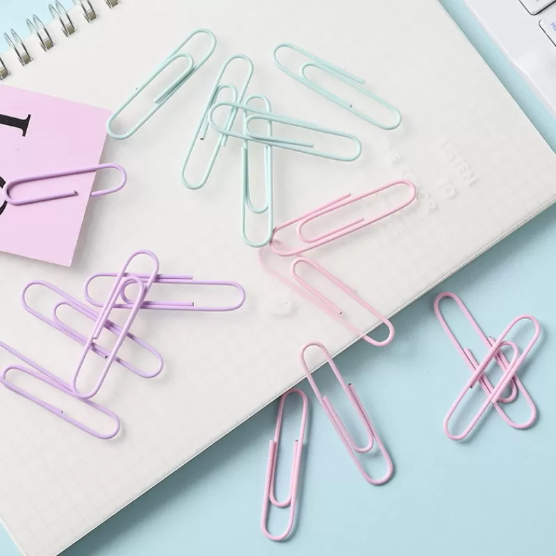Hot SOC 1 Box Colored Paper Clip Metal Clips Memo Clip Bookmarks Stationery Office Accessories School Supplies Length 18mm/50mm