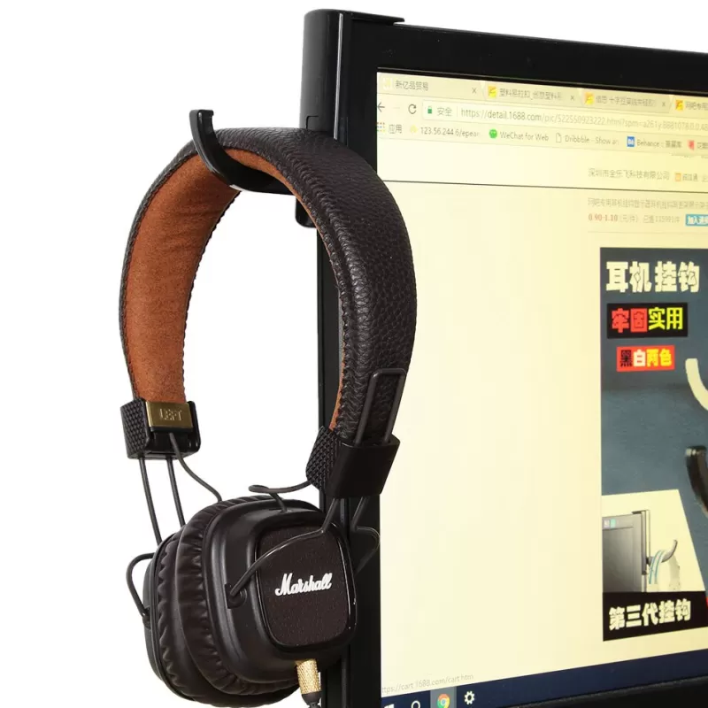 Outlet SOC 1pc Earphone Holder Headphone Headset Hanger Holder Hook Tape Sticker For Desk PC Display Monitor Household Accessories
