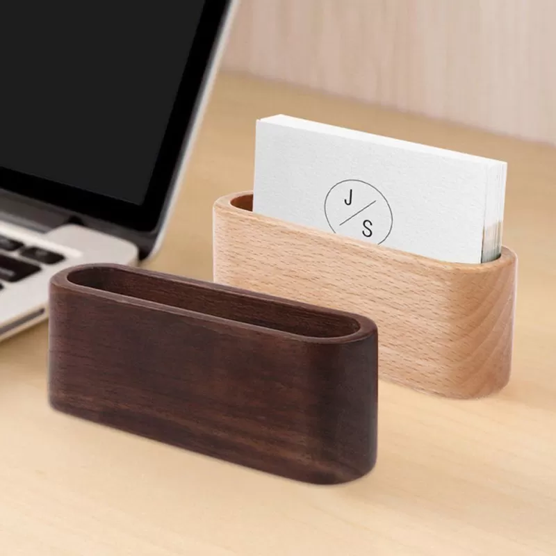 Online SOC 1Pc Wooden Business Card Holders Note Holder Display Device Card Stand Holder Office Supplies Stationery Accessories Organizer