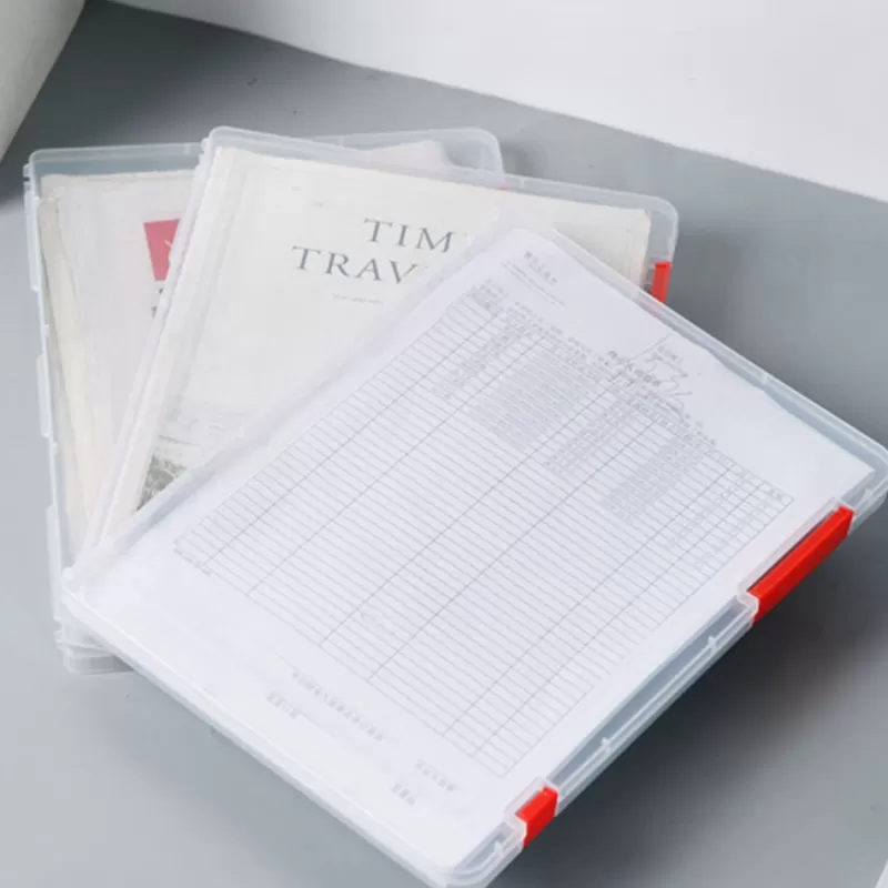 Flash Sale SOC 1Pcs Portable A4 Transparent Storage Box Clear Plastic Document Paper Filling Case File Waterproof Dustproof Office Supplies