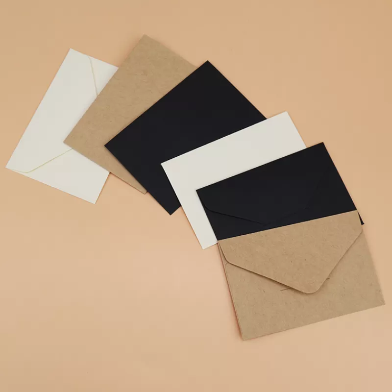 Sale SOC 20/40/80PCS Classical White Black Kraft Blank Mini Paper Window Envelopes Wedding Invitation Envelope Gift Envelope