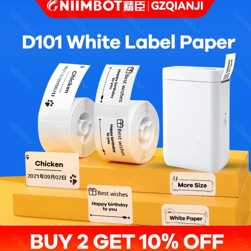 Best Sale SOC 2 Inch Sticker Label Paper Roll 10-25mm Size White Sticker Papers For Portable Niimbot Label Thermal Printer D101 Home Office