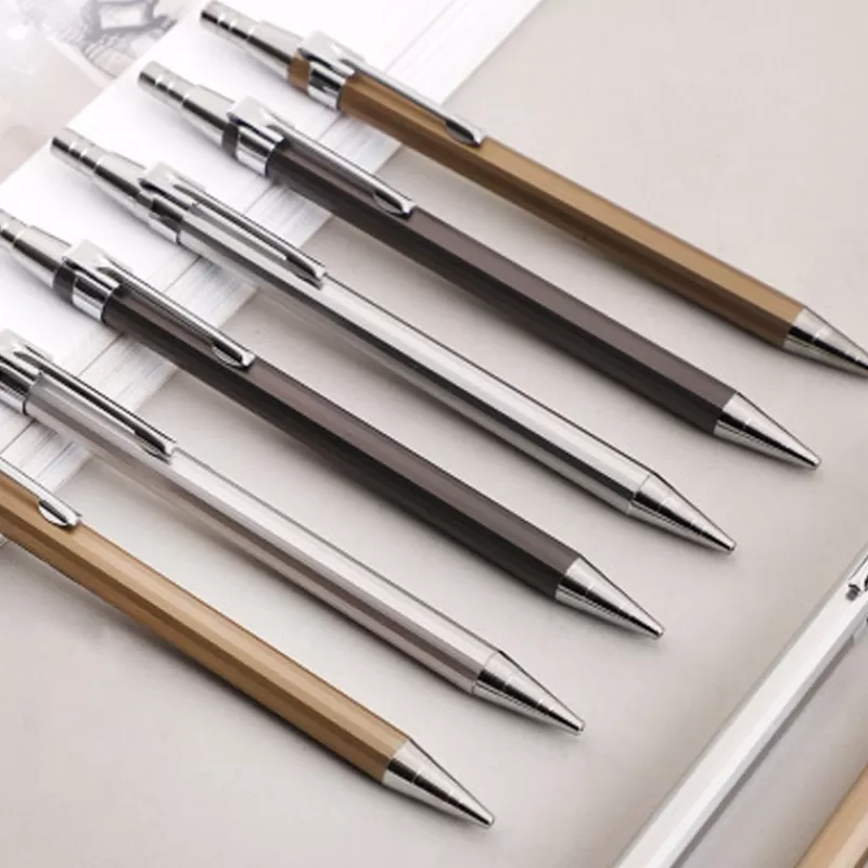 New SOC 2pcs/lot Metal Mechanical Pencil 0.5mm/0.7mm Lead Refill Student Writing Stationery Automatic Pencils Office School Supplies