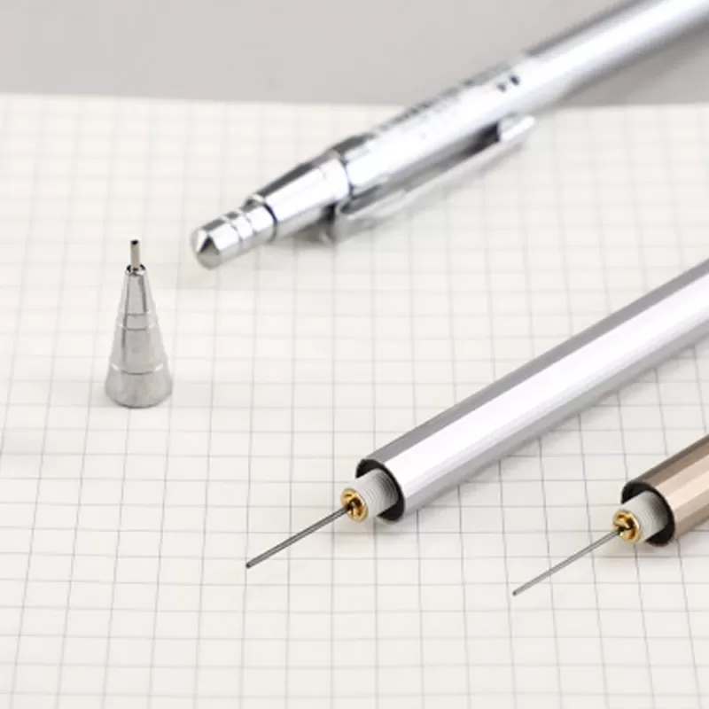 New SOC 2pcs/lot Metal Mechanical Pencil 0.5mm/0.7mm Lead Refill Student Writing Stationery Automatic Pencils Office School Supplies