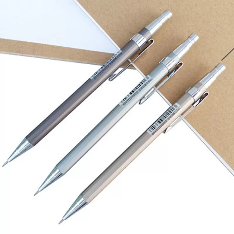 New SOC 2pcs/lot Metal Mechanical Pencil 0.5mm/0.7mm Lead Refill Student Writing Stationery Automatic Pencils Office School Supplies