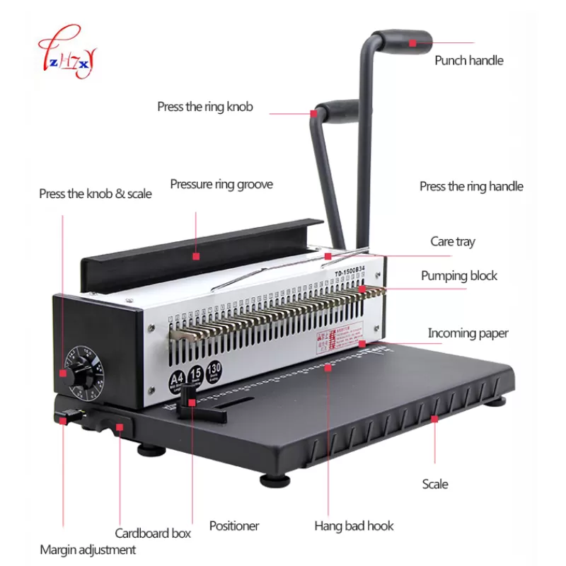 Sale SOC 34Holes Manual Wire Binding Machine Metal Spiral Wire Spool Binding Machine A4 Binder Puncher Machine 1pc