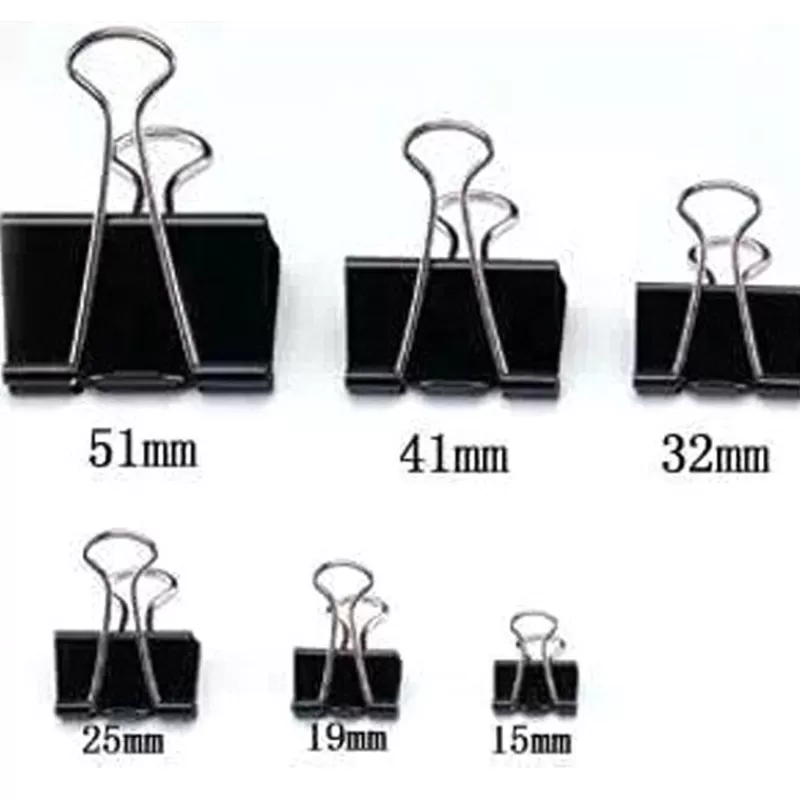 Online SOC 36 Pieces/Lot Black Metal Binder Clips 15/19/25/32/41/51mm Notes Letter Paper Clip Office Supplies Binding Securing Clip Product