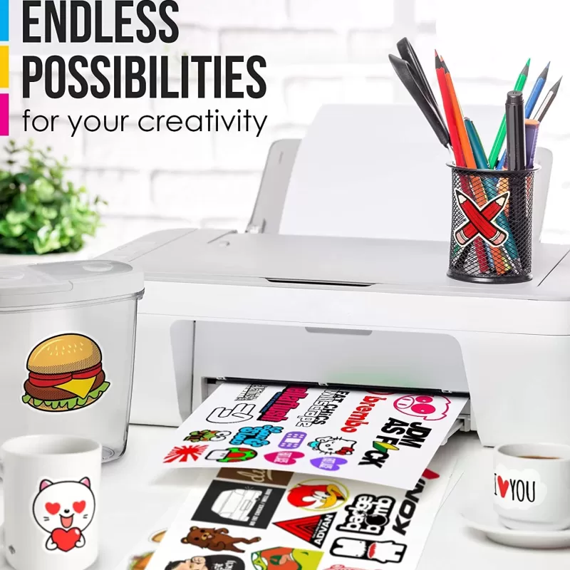 Hot SOC 50 Sheets A4 Vinyl Sticker Paper For Inkjet Printer Glossy White Self Adhesive Stickers Label Waterproof Decal Paper Sheet