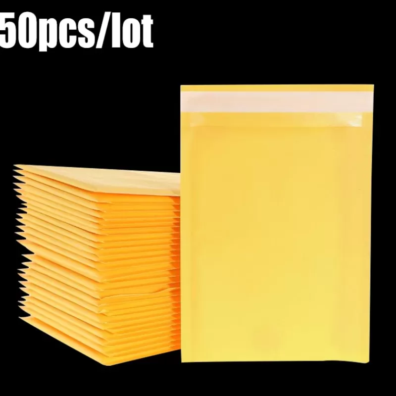 Cheap SOC 50PCS Kraft Paper Bubble Envelopes Bags Bubble Mailing Bag Mailers Padded Shipping Envelope Business Supplies Various Sizes