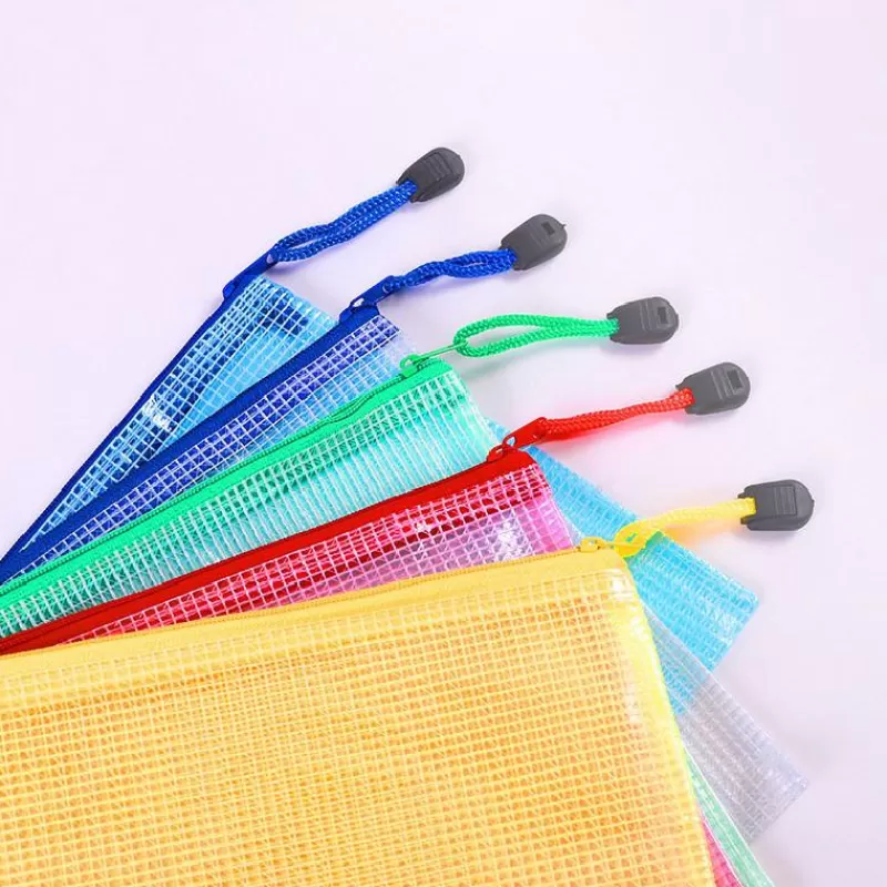 Online SOC 5/10/20pcs Mesh Zipper Pouch Document Bag Waterproof Zip File Folders A5 School Office Supplies Pencil Case Storage Bags