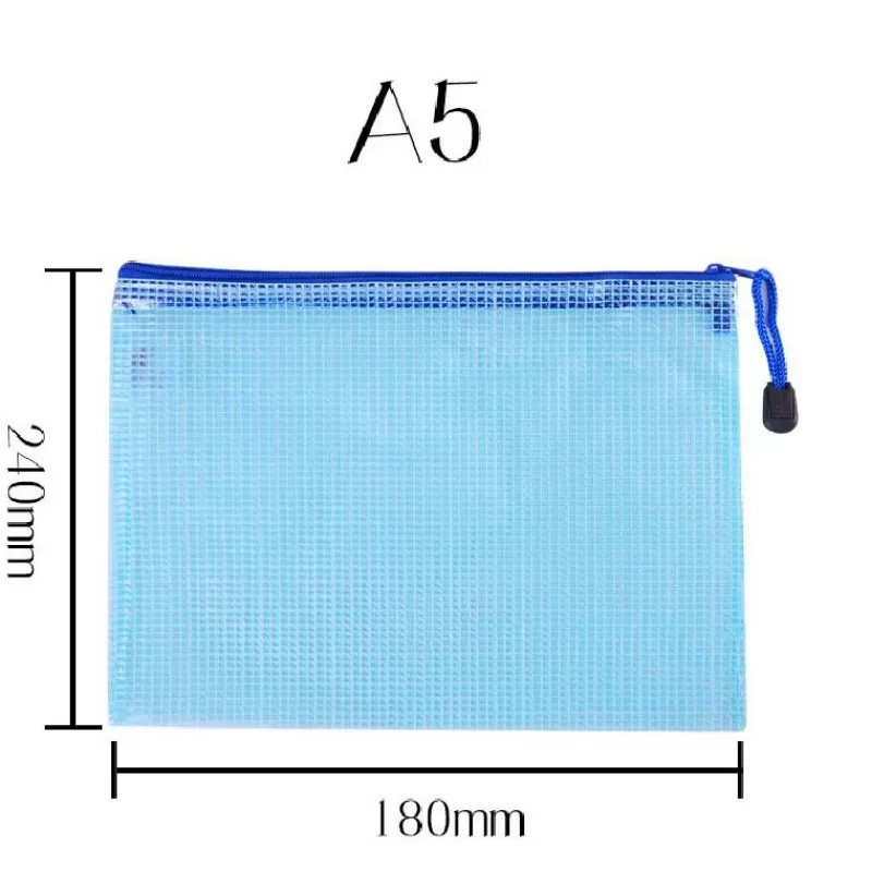 Online SOC 5/10/20pcs Mesh Zipper Pouch Document Bag Waterproof Zip File Folders A5 School Office Supplies Pencil Case Storage Bags