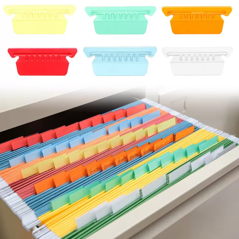 Best SOC 60 PCs File Folder Tabs Hanging File Folder Labels With Blank Inserts 2 Inches Plastic Tabs For Folders Quick Identification