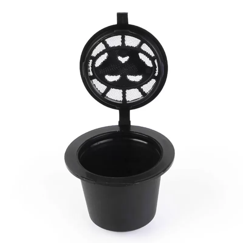 Best SOC 6PCS Reusable Nespresso Coffee Capsules Cup With Spoon Brush Black Refillable Coffee Capsule Refilling Filter Coffeeware Gift