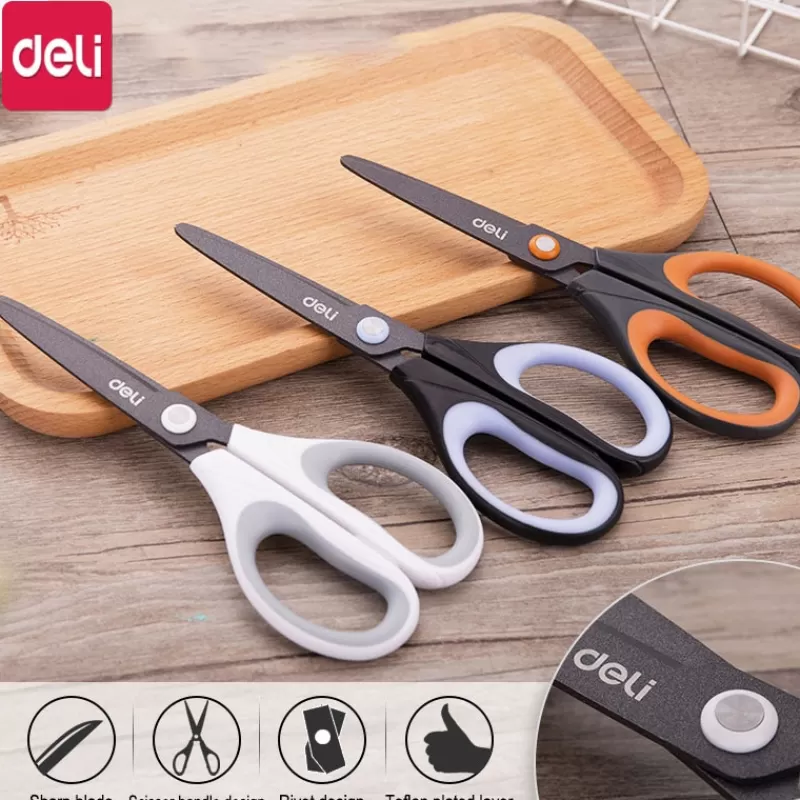 Cheap SOC Deli Scissors Alloy Stainless Steel Anti Stick Scissors Stationery Office Student DIY Hand Craft School Sissors Tool Supplies