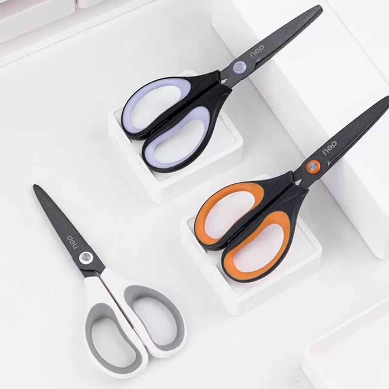 Cheap SOC Deli Scissors Alloy Stainless Steel Anti Stick Scissors Stationery Office Student DIY Hand Craft School Sissors Tool Supplies