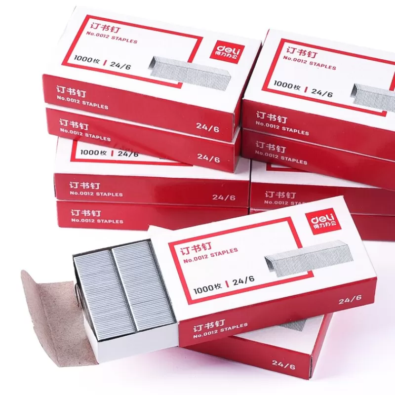 Hot SOC Deli Universal No.12 Staples Electroplating Thicken Staples Unified Standard Small 24/6 Staples 1box School Office Supplies