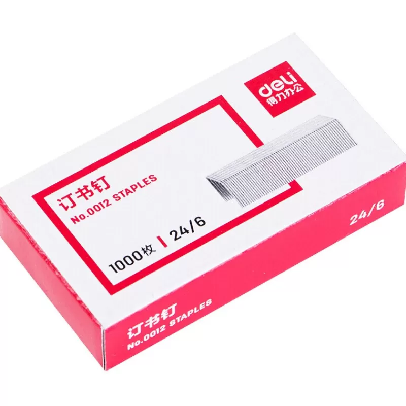 Hot SOC Deli Universal No.12 Staples Electroplating Thicken Staples Unified Standard Small 24/6 Staples 1box School Office Supplies