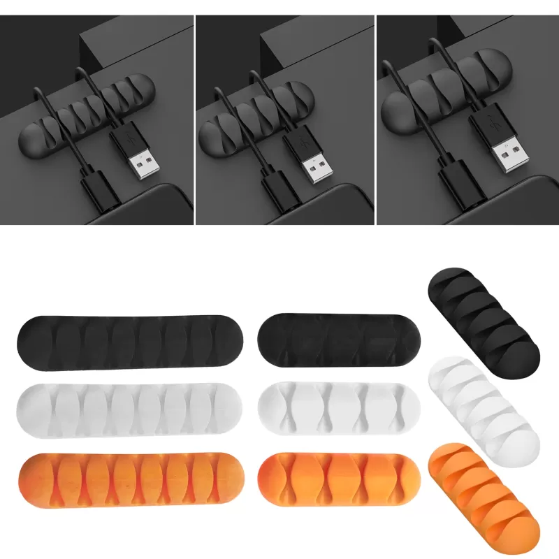 New SOC Desktop Cable Clips Tidy Management Wire Organizer Winder Self Adhesive Organizing Home Office Mouse USB PC Charging 4 5 7 Slots