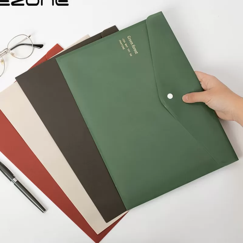 Outlet SOC EZONE 4PCS A4 File Holder Random Retro Color Creative Snap Folder Storage Bag Subject Classification File Bag Desktop Organizer