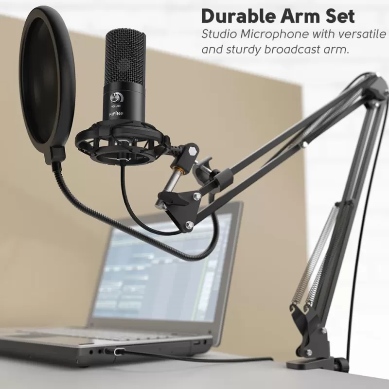 Outlet SOC FIFINE Studio Condenser USB Computer Microphone Kit With Adjustable Scissor Arm Stand Shock Mount For YouTube Voice Overs-T669