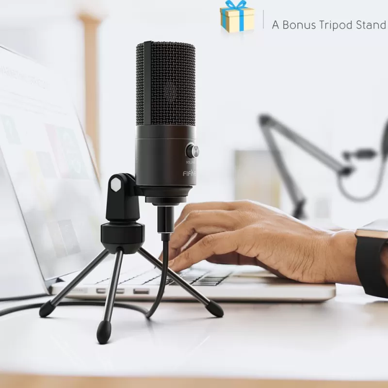 Outlet SOC FIFINE Studio Condenser USB Computer Microphone Kit With Adjustable Scissor Arm Stand Shock Mount For YouTube Voice Overs-T669