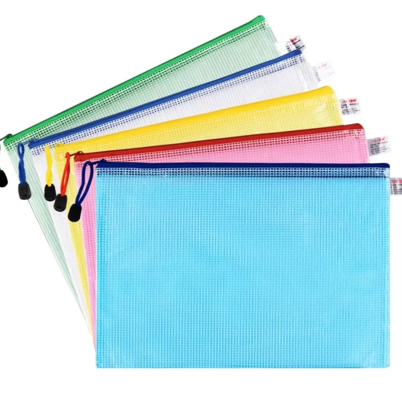 Shop SOC File Mesh Zipper Pouch A4/A5/A6/B4/B5 Document Bag Waterproof Zip File Folders Pencil Case School Office Supplies Storage Bags