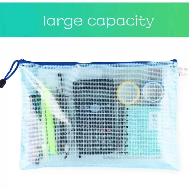 Shop SOC File Mesh Zipper Pouch A4/A5/A6/B4/B5 Document Bag Waterproof Zip File Folders Pencil Case School Office Supplies Storage Bags