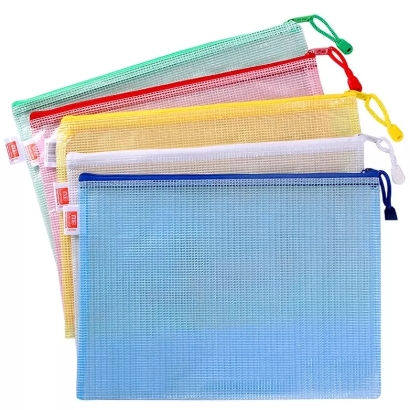Shop SOC File Mesh Zipper Pouch A4/A5/A6/B4/B5 Document Bag Waterproof Zip File Folders Pencil Case School Office Supplies Storage Bags