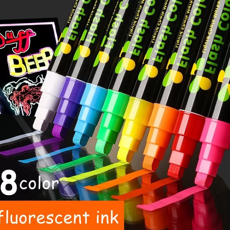 Clearance SOC Haile 8Color 3*6mm Liquid Chalk Erasable Highlighter Fluorescent Marker Pen,For Whiteboard Graffiti LED Advertisement Chalkboard