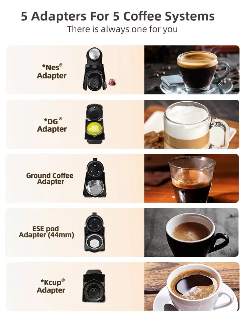 Store SOC HiBREW Multiple Capsule Coffee Machine, Hot/Cold Dolce Gusto Milk Nespresso Capsule ESE Pod Ground Coffee Cafeteria 19Bar 5 In 1