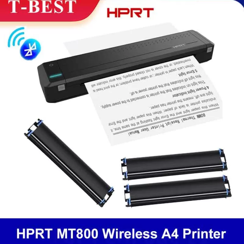 Discount SOC HPRT MT800 A4 Portable Thermal Transfer Printer 300DP IWireless&USB Connect For Mobile Computer For Office School W/ Ribbon Roll