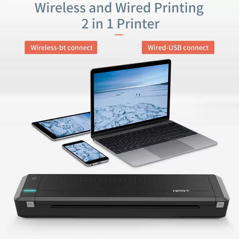 Discount SOC HPRT MT800 A4 Portable Thermal Transfer Printer 300DP IWireless&USB Connect For Mobile Computer For Office School W/ Ribbon Roll