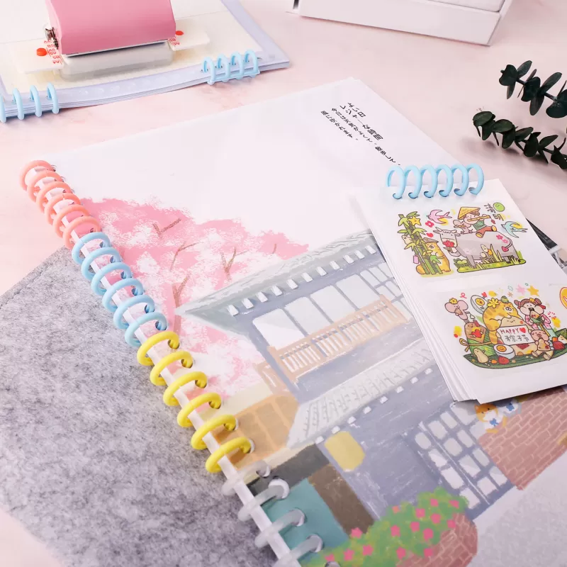Sale SOC KW-trio 10pcs Plastic 30-Hole Loose Leaf Binders Ring Binding Spines Combs 85 Sheets Capacity For DIY Paper Notebook Album