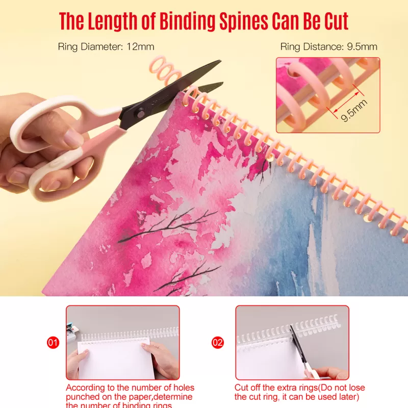 Sale SOC KW-trio 10pcs Plastic 30-Hole Loose Leaf Binders Ring Binding Spines Combs 85 Sheets Capacity For DIY Paper Notebook Album
