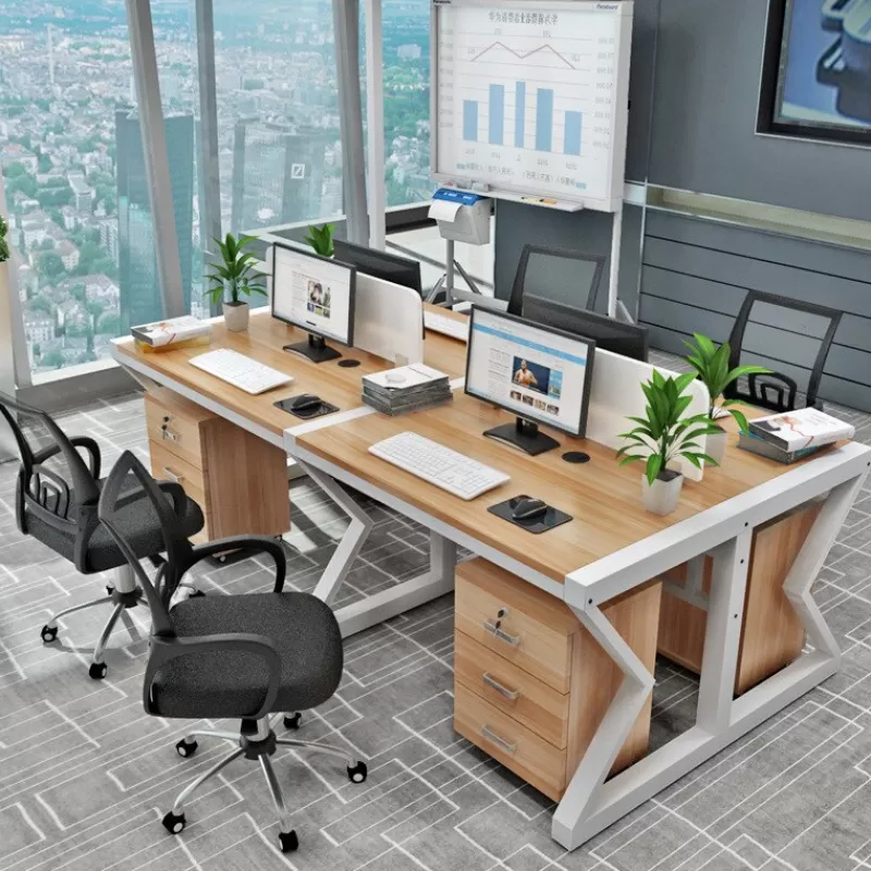 Sale SOC Louis Fashion Office Computer Desk And Chair Combination Four Person Office Furniture Desktop Computer Card Customized