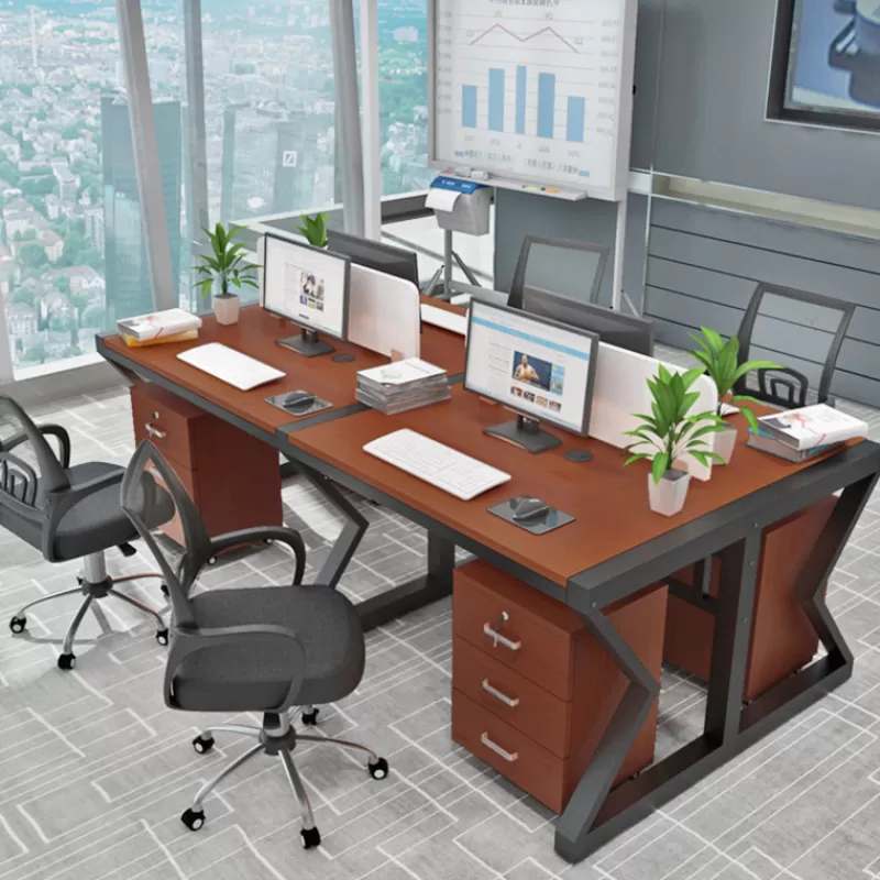 Sale SOC Louis Fashion Office Computer Desk And Chair Combination Four Person Office Furniture Desktop Computer Card Customized