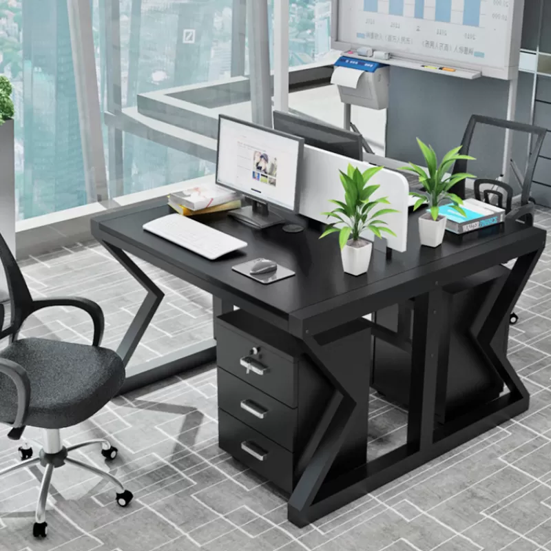 Sale SOC Louis Fashion Office Computer Desk And Chair Combination Four Person Office Furniture Desktop Computer Card Customized