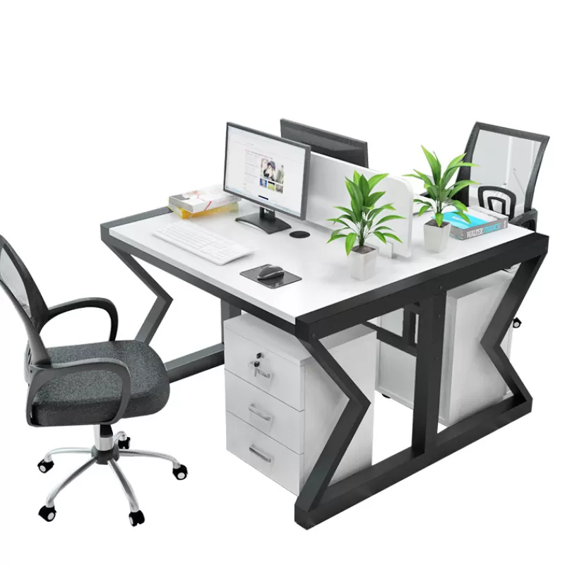 Sale SOC Louis Fashion Office Computer Desk And Chair Combination Four Person Office Furniture Desktop Computer Card Customized