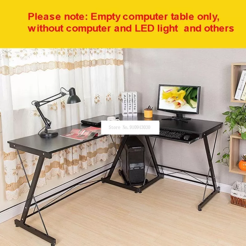 Fashion SOC L-Shape Office Writing Desk Corner Computer Desk Wood Right-angle PC Laptop Table Home Furniture Gaming Study Table Steel Frame