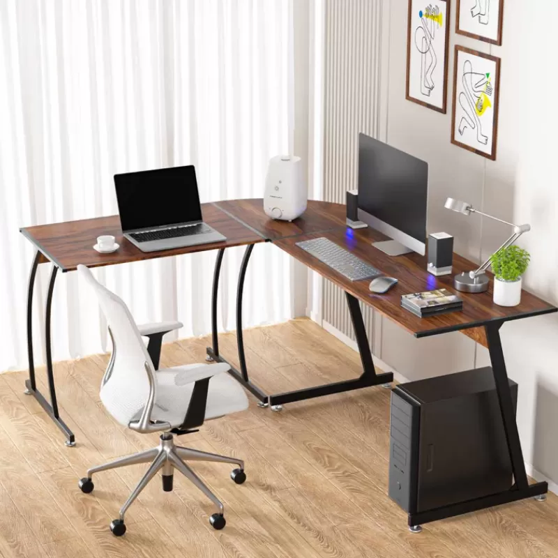 Cheap SOC L-Shaped Desktop Computer Desk Furniture Corner Desk Writing Table Home Office Furniture Workstation Standing Desk Table Meubles