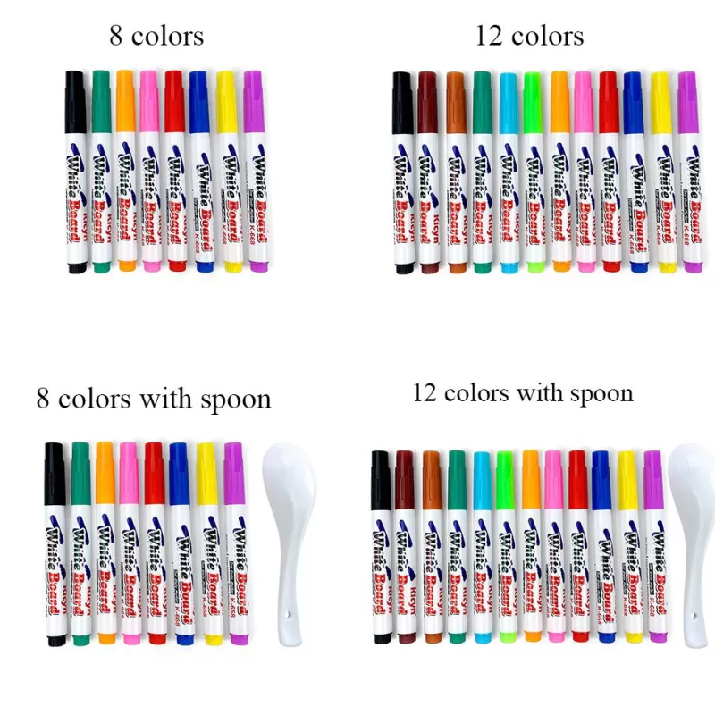 Outlet SOC Magical Water Painting Pen Water Floating Doodle Pens 4/8/12 Colors Kids Drawing Markers Early Education Magic Whiteboard Marker