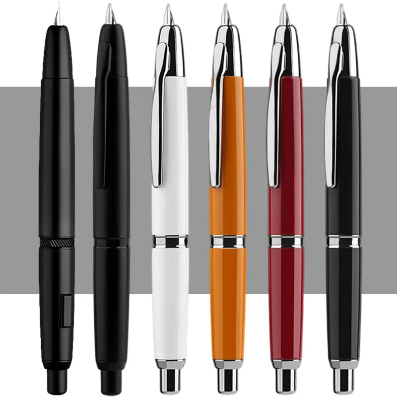 Best SOC MAJOHN A1 Press Fountain Pen Retractable Extra Fine Nib 0.4mm Metal Ink Pen With Converter For Writing New Color
