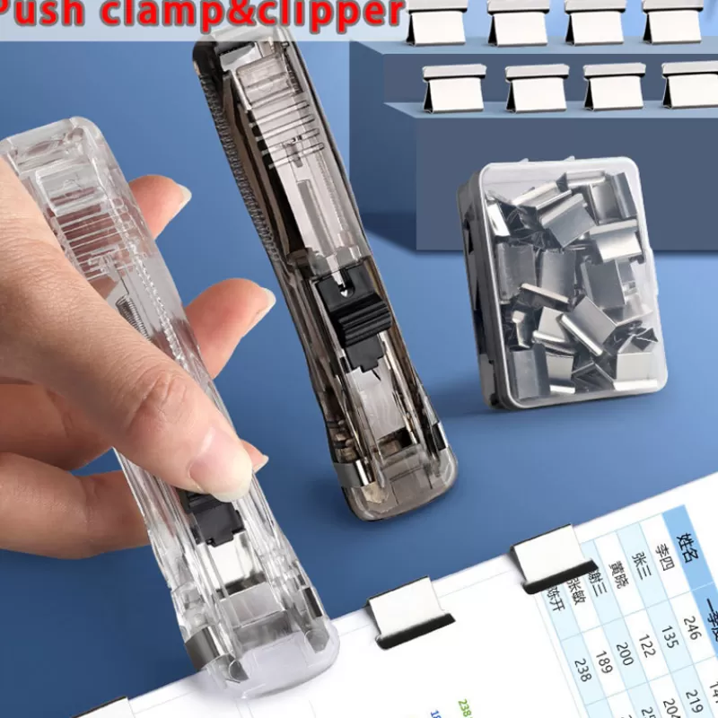 Online SOC Metal Clip Push Staple Remover Paper Fixing Organizing Stapler Reusable Push Clamp Not Damage Paper Binding File Paper Clip Push