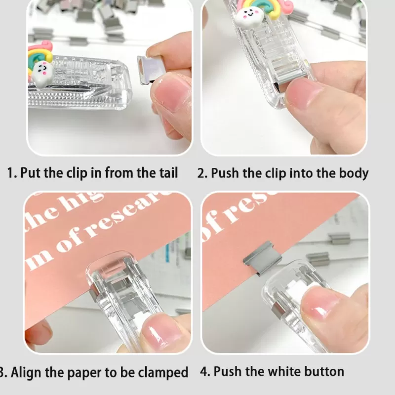 Online SOC Metal Clip Push Staple Remover Paper Fixing Organizing Stapler Reusable Push Clamp Not Damage Paper Binding File Paper Clip Push