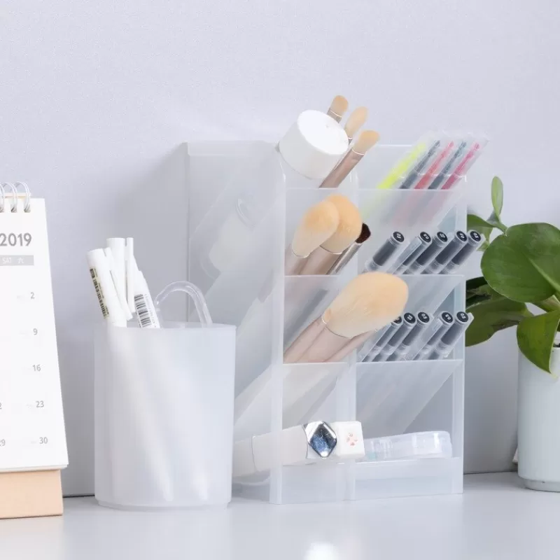 Cheap SOC Pen Holder Desk Organizer Cute Stationery 2021 For School Supplies Desktop Office Accessories Makeup Pencil Holder Brush Stand